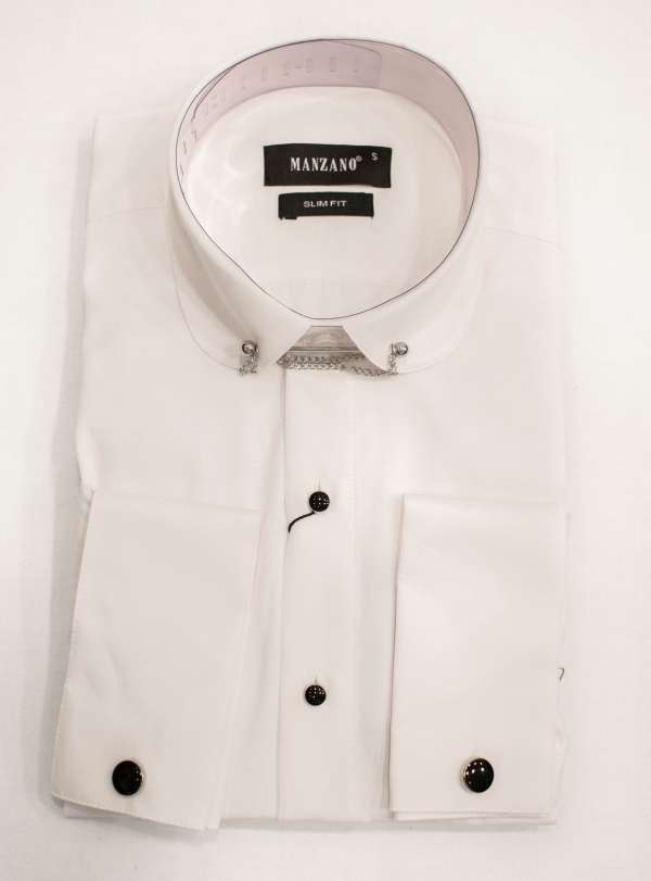 Chemise blanche Col italien mod1