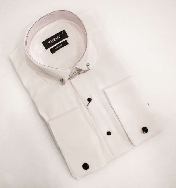 Chemise blanche Col italien mod1 – Image 2