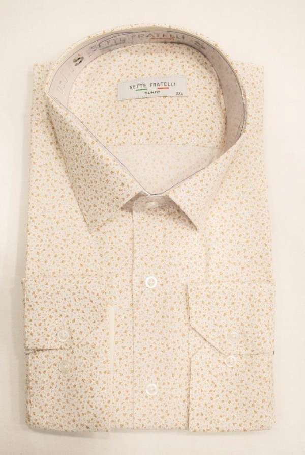 Chemise blanche à motif imprimé beige