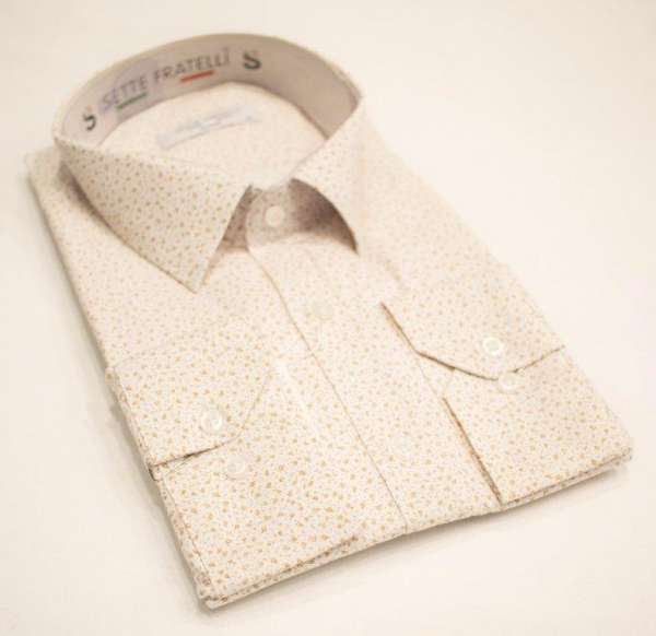 Chemise blanche à motif imprimé beige – Image 2