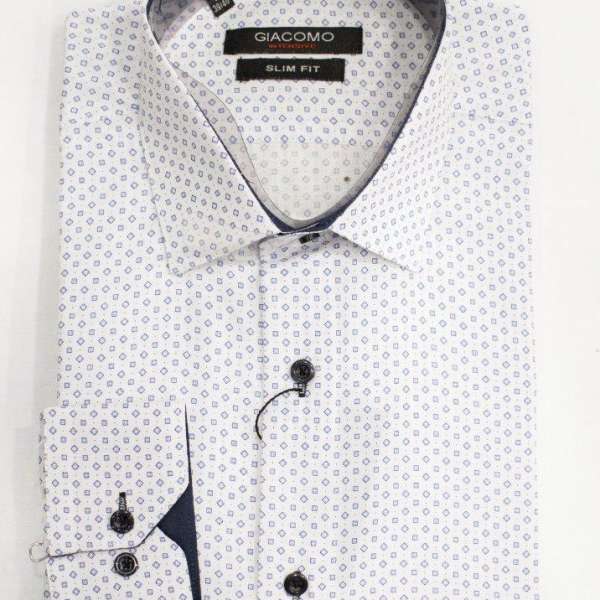 Chemise blanche à motif bleu imprimé