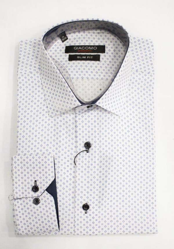 Chemise blanche à motif bleu imprimé