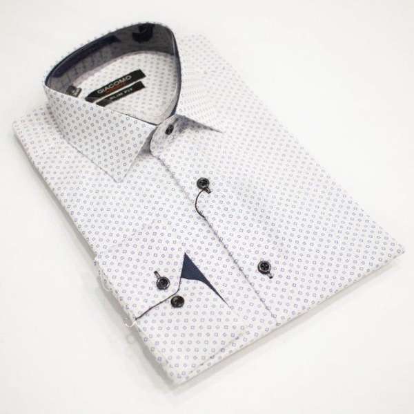Chemise blanche à motif bleu imprimé – Image 3