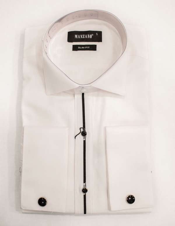 Chemise blanche avec liseré noir col cassé mod2