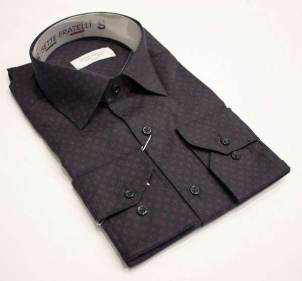 Chemise bleu marine à motifs bordeaux  imprimé – Image 2