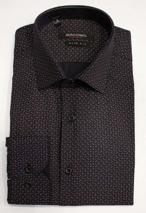Chemise bleu marine avec motif rouge et blanc