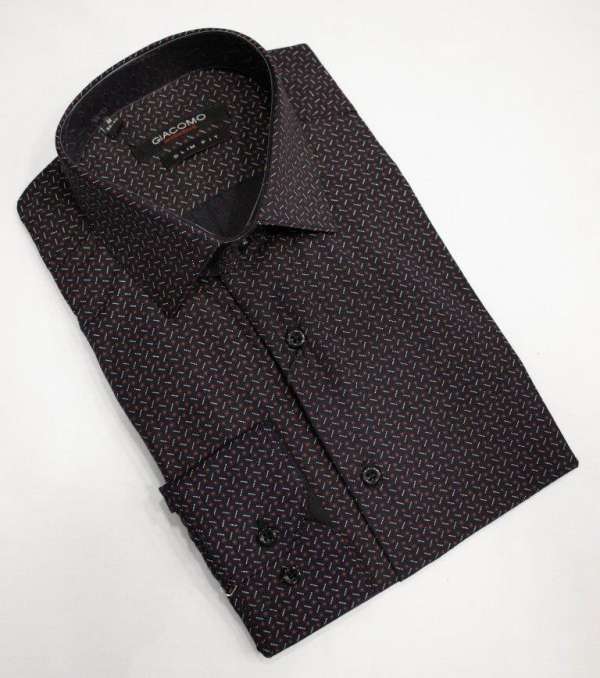 Chemise bleu marine avec motif rouge et blanc – Image 2