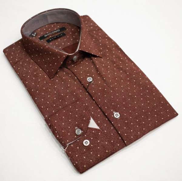 Chemise bordeaux avec motif à pois gris – Image 2