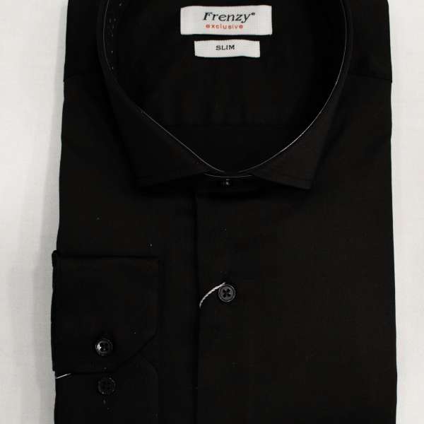 Chemise noire en coton satiné