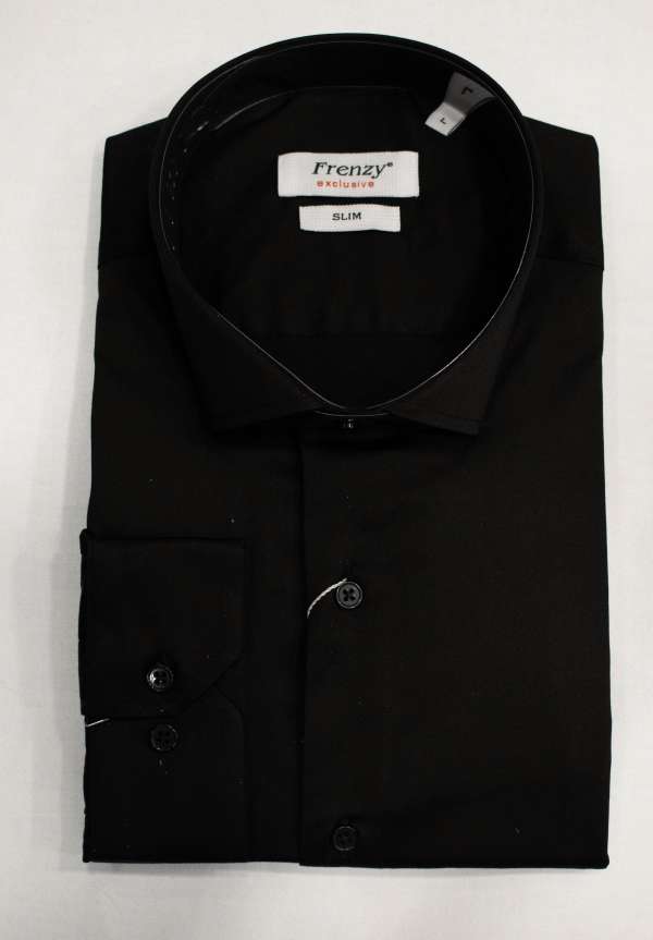 Chemise noire en coton satiné