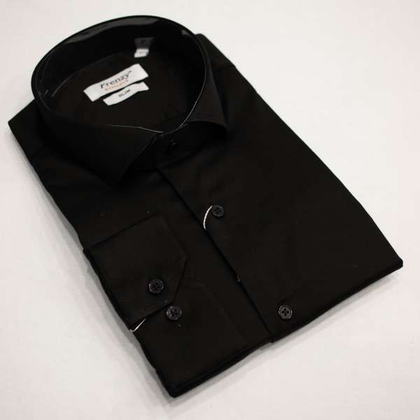 Chemise noire en coton satiné – Image 2