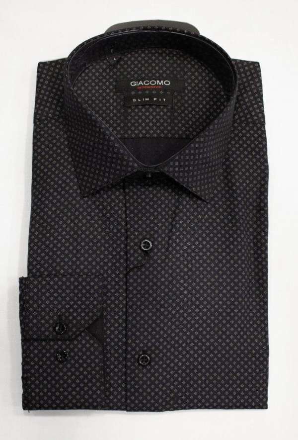 Chemise noire à motif doré imprimé