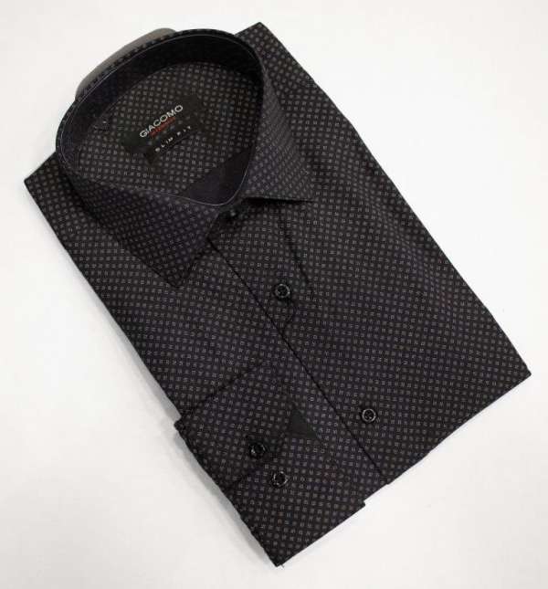 Chemise noire à motif doré imprimé – Image 3