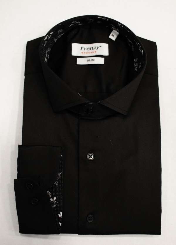 Chemise noire doublure à motifs