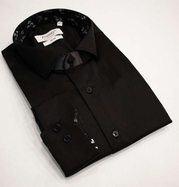 Chemise noire doublure à motifs – Image 2