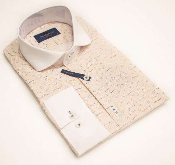 Chemise saumon à motif  col blanc italien – Image 2