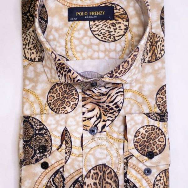 Chemise versus beige à motif imprimé marron