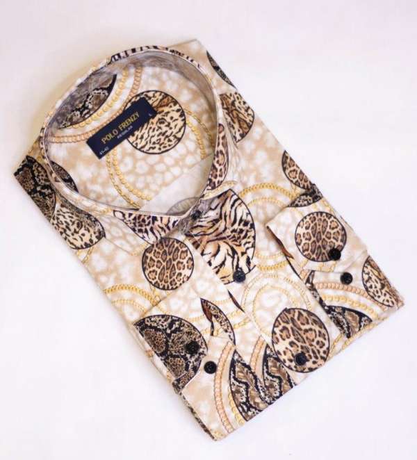 Chemise versus beige à motif imprimé marron – Image 2