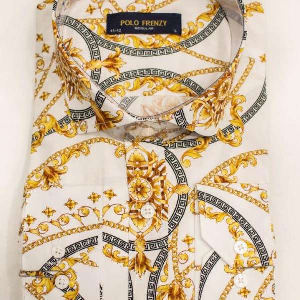 Chemise versus blanche à motif doré  imprimé