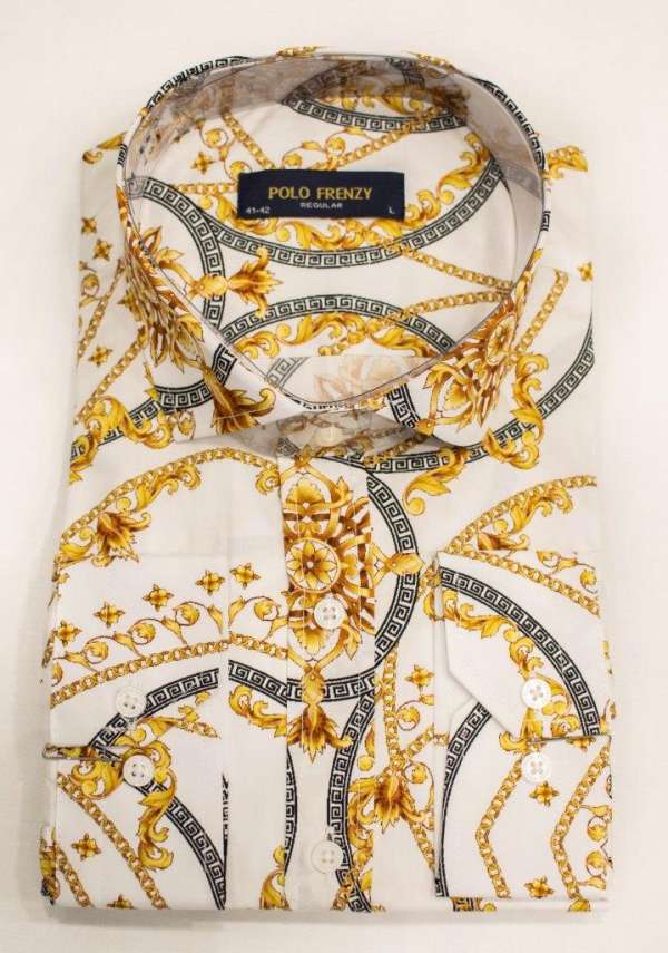 Chemise versus blanche à motif doré  imprimé