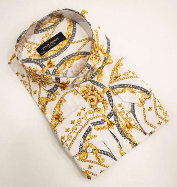 Chemise versus blanche à motif doré  imprimé – Image 2