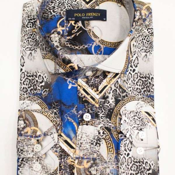 Chemise versus gris bleu à motif imprimé