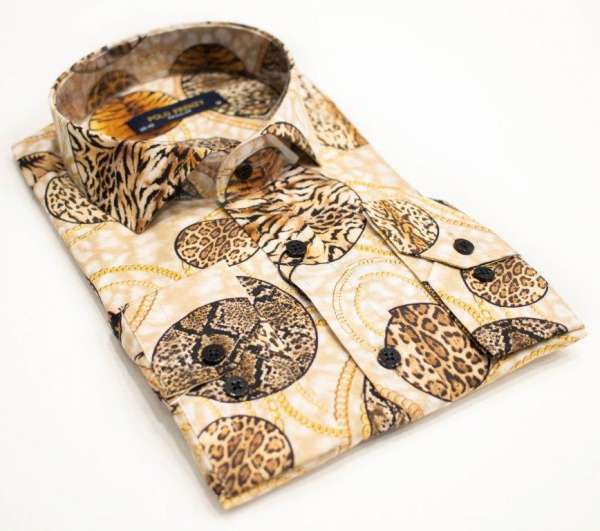 Chemise versus beige à motif imprimé marron – Image 3