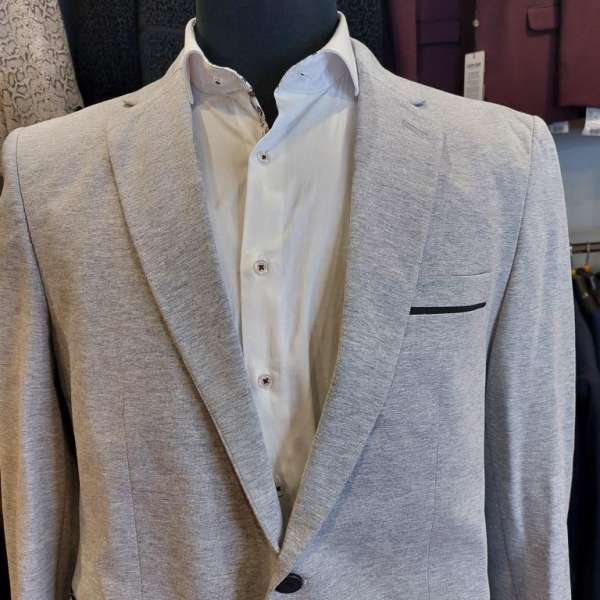 blazer gris clair coudière noir 1