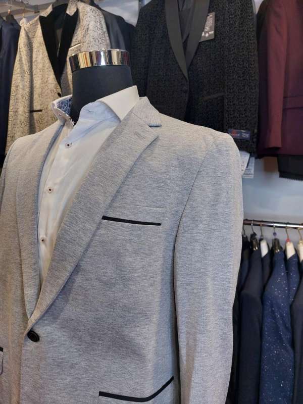 blazer gris clair coudière noir 1 – Image 2