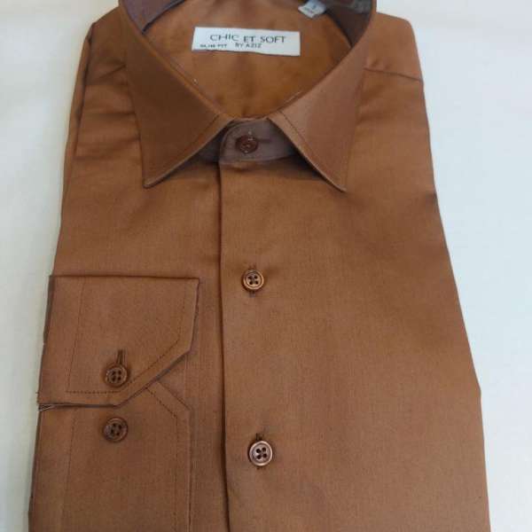 Chemise marron Cotton satiné