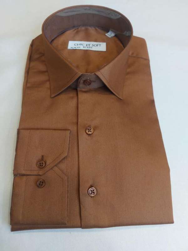 Chemise marron Cotton satiné