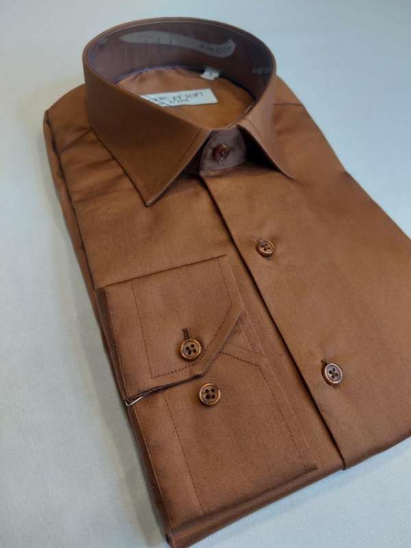 Chemise marron Cotton satiné – Image 2