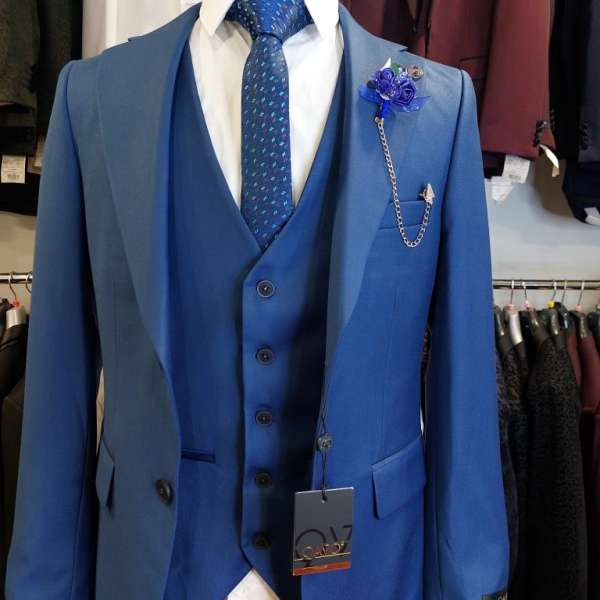 Costume bleu indigo 3p gilet droit