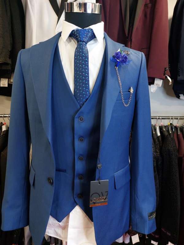 Costume bleu indigo 3p gilet droit