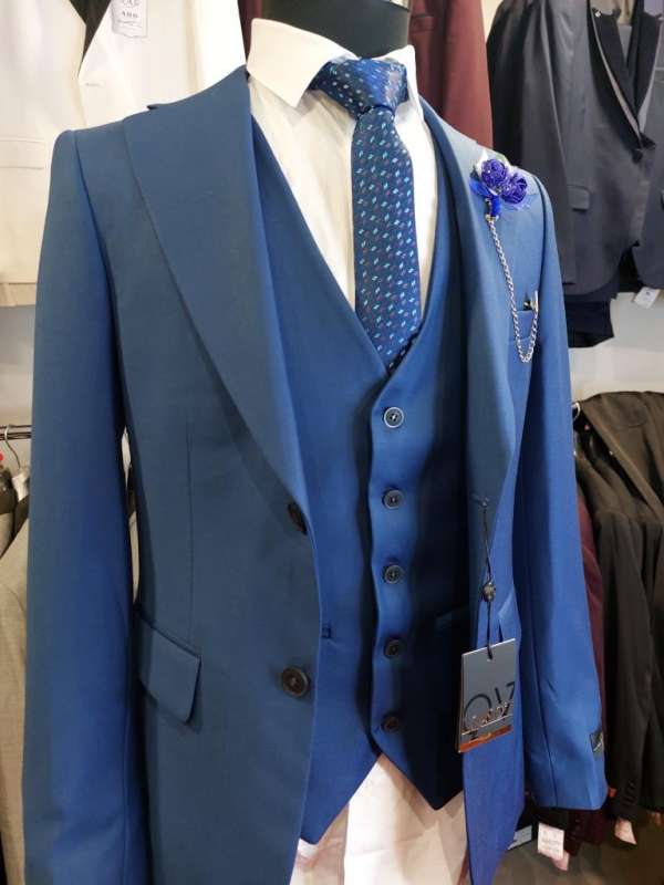 Costume bleu indigo 3p gilet droit – Image 2