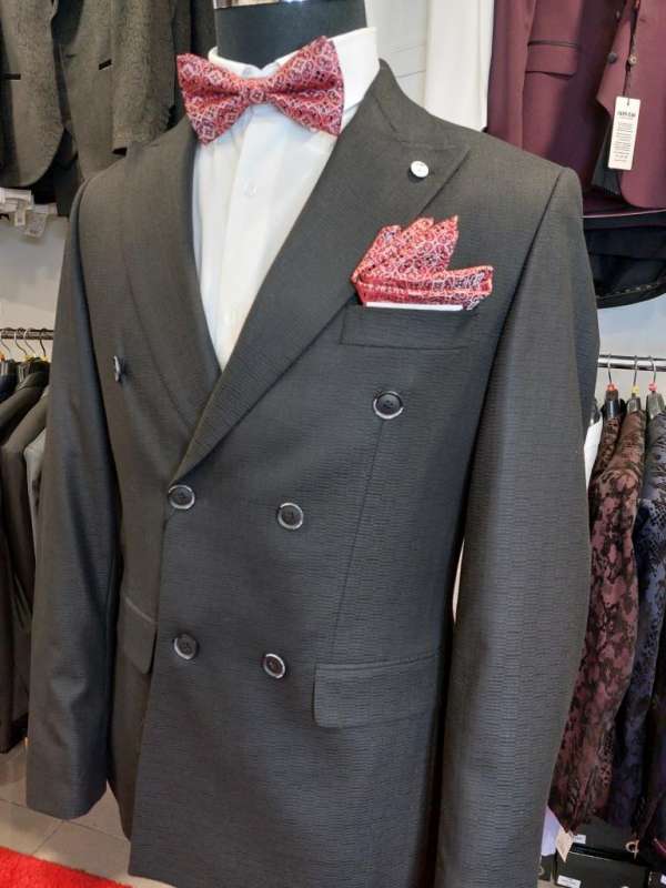 Costume croisé noir bouton noir – Image 2