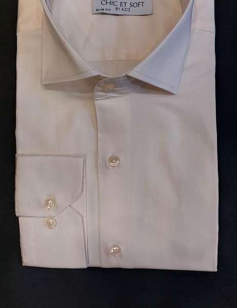 Chemise beige col italien