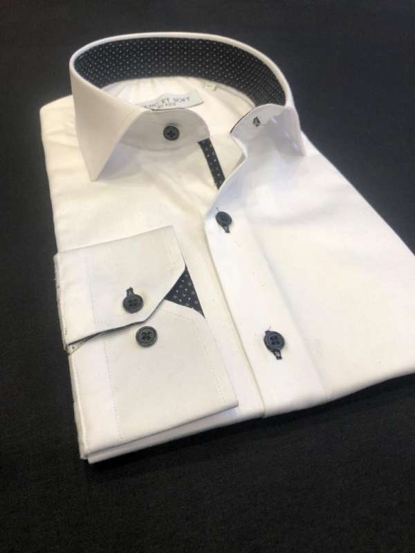 Chemise blanche doublure a motif noir foncé – Image 3