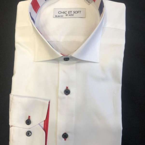 Chemise blanche doublure rayures france