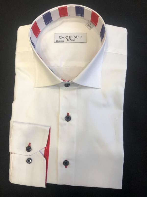 Chemise blanche doublure rayures france