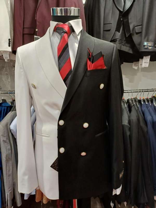 costume croisé patchwork noir blanc – Image 2