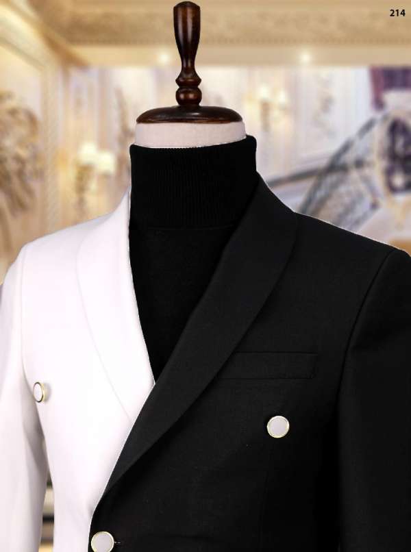 costume croisé patchwork noir blanc – Image 3