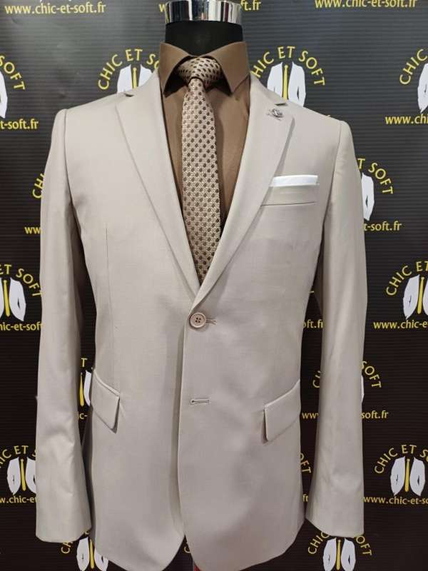 Costume 2 pièces beige clair 1