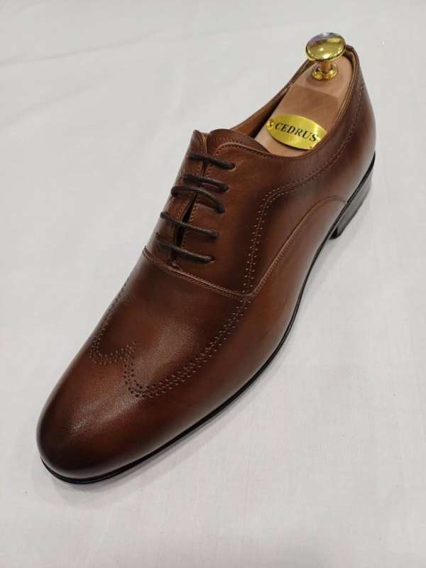 Chaussure richelieu marron tabac  empeigne cousu et surpiqué – Image 3