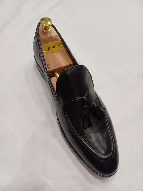 Mocassin noir cuir à pampilles – Image 2