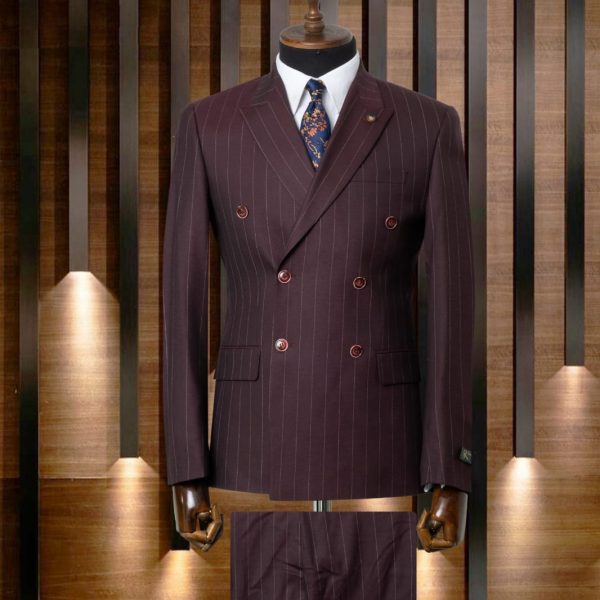 Costume croisé bordeau rayé  borsalino