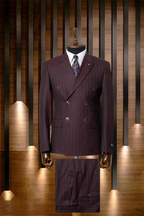 Costume croisé bordeau rayé  borsalino