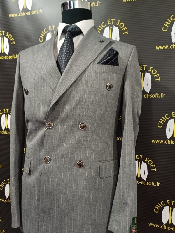 Costume croisé gris rayé borsalino – Image 4