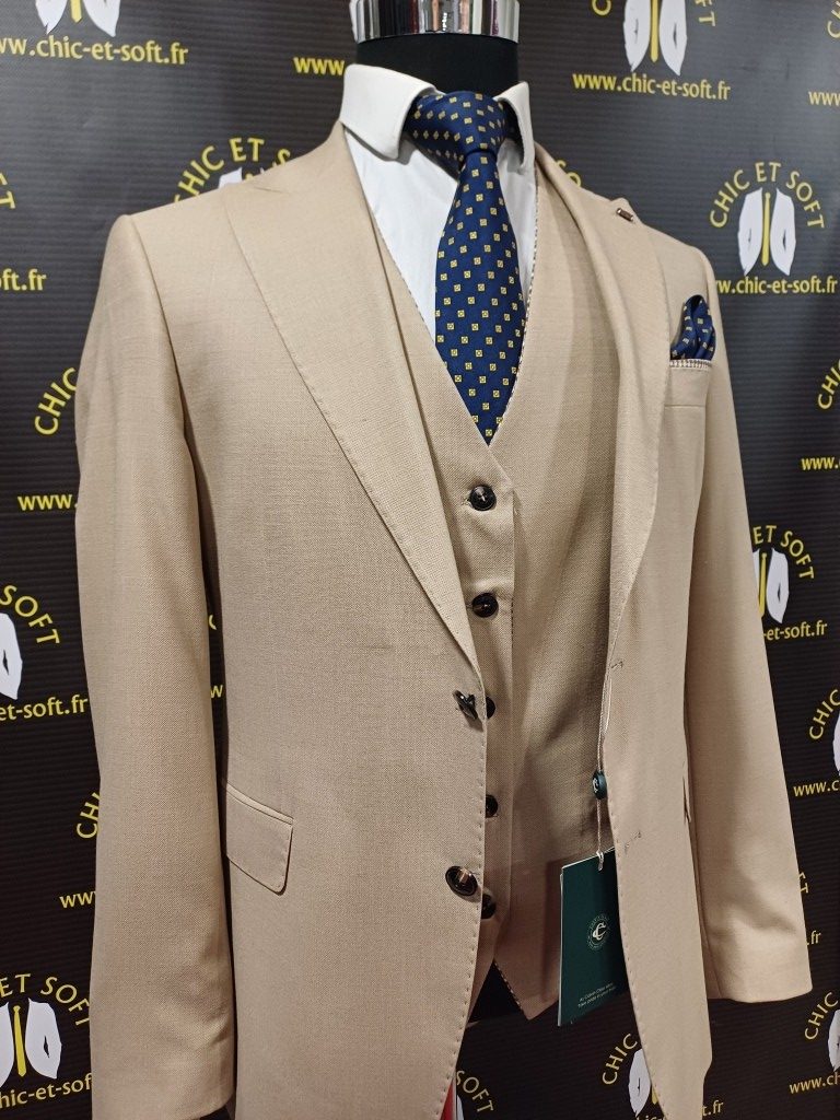 Costume 3 piĆ©ces beige gilet reversible ā Image 2