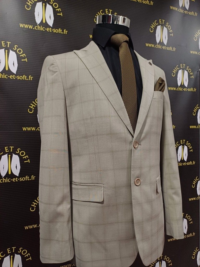 Costume 2 pièces beige carreau fondu – Image 6